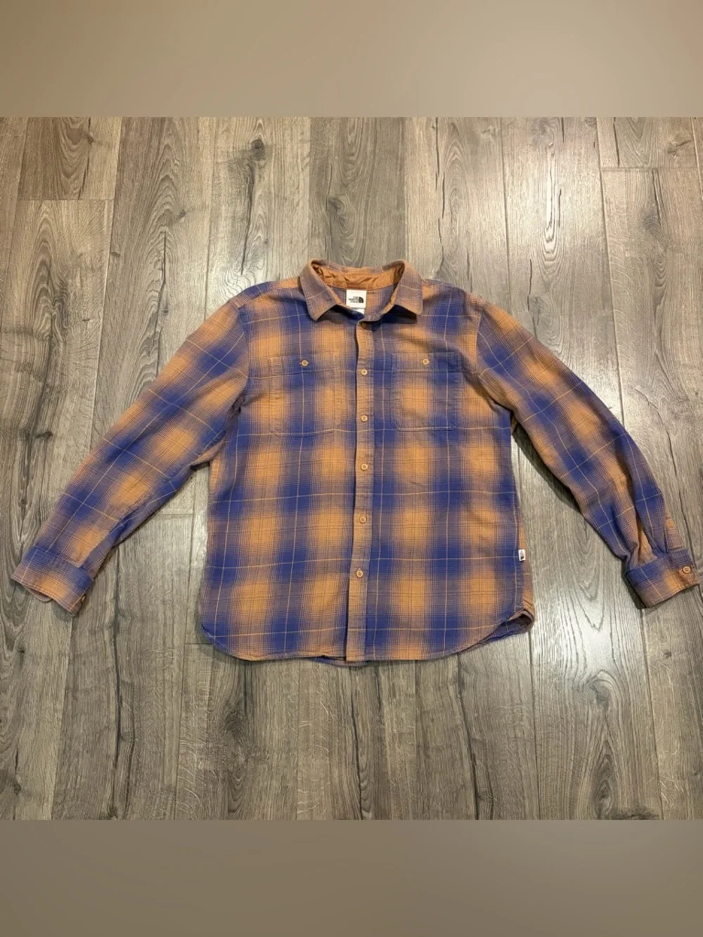 THE NORTH FACE Shirt Men Arroyo Lightweight Flannel Blue Outdoor Hiking Cotton L